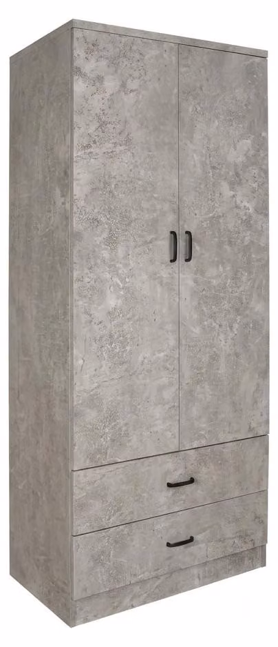 Armadio Guardaroba Capiente 2 Ante Mobile Camera Legno 80x52x190 cm.Colore:cemento