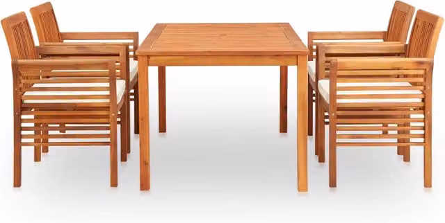 Set da Pranzo da Giardino 5 pz con Cuscini Massello di Acacia 278897