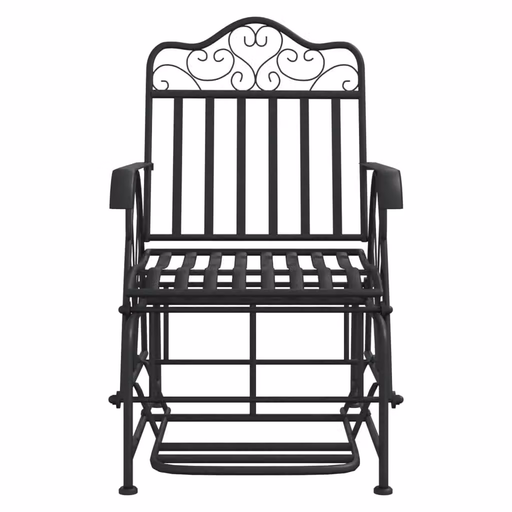 Panca da giardino Outsunny in acciaio nero opaco con braccioli per esterno e terrazza, Larghezza: 61 cm – 2