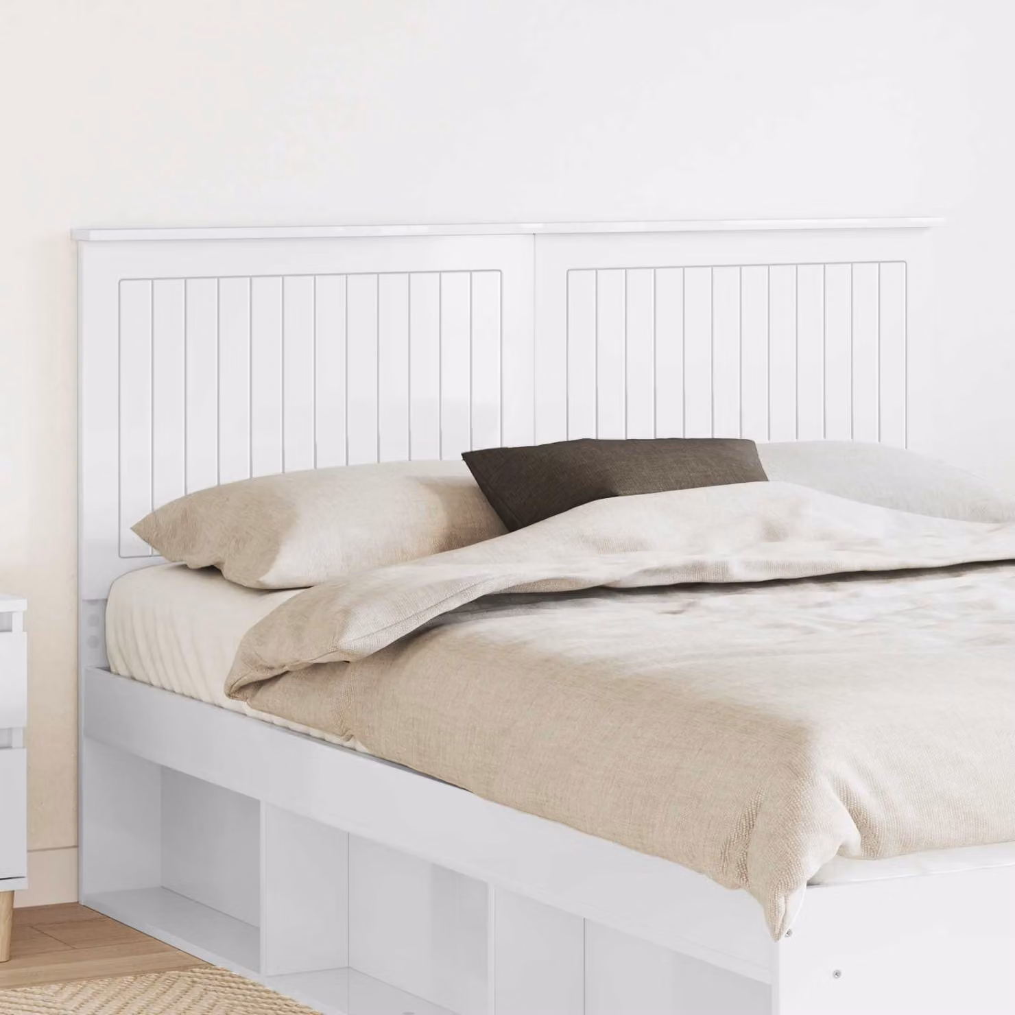 Testiera per letto moderna vidaXL in legno ingegnerizzato bianco lucido