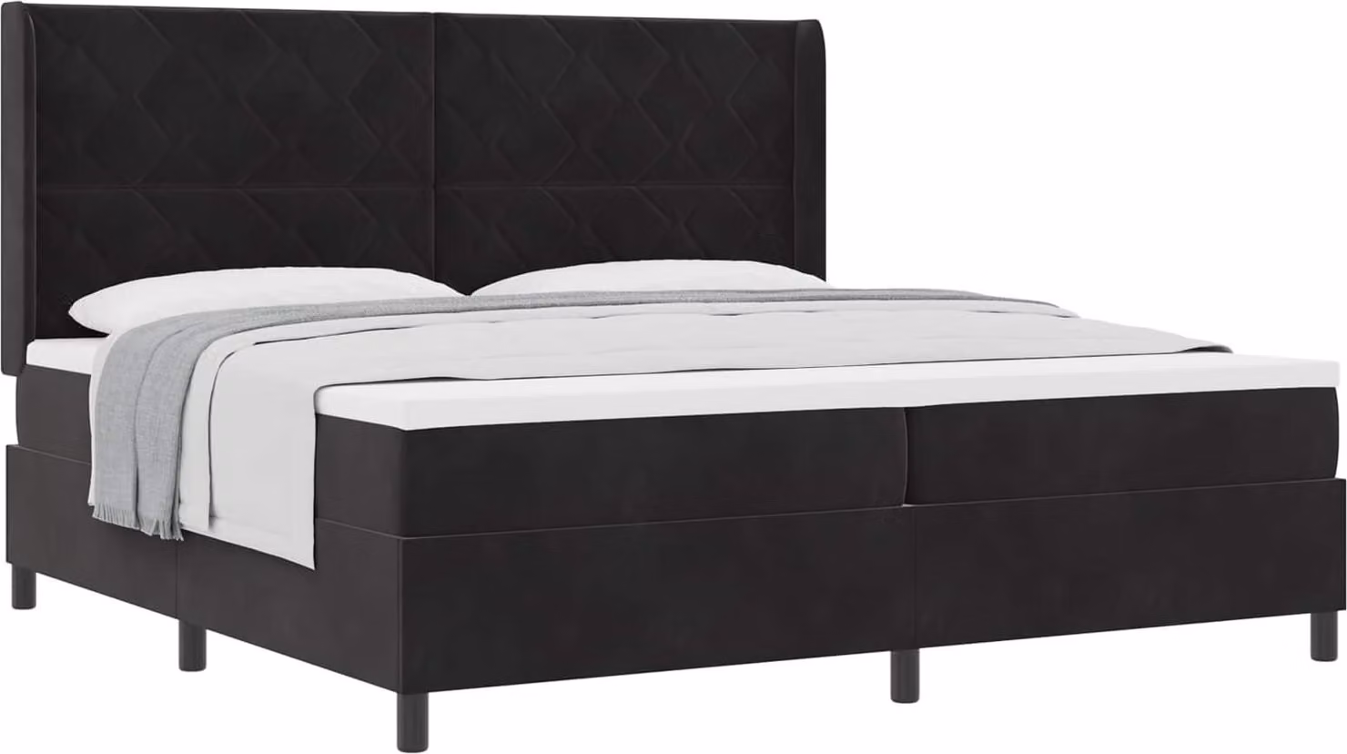 Letto a molle con materasso Nero 200 x 200 cm Velluto