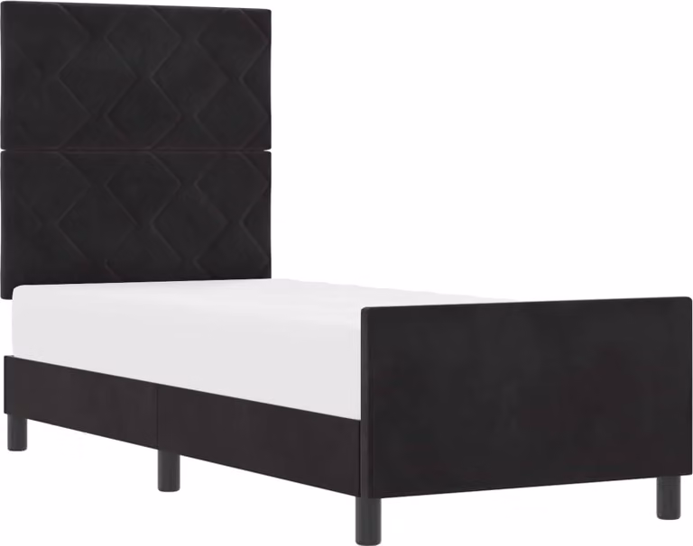 Letto a molle con testata nera 80 x 200 cm in velluto