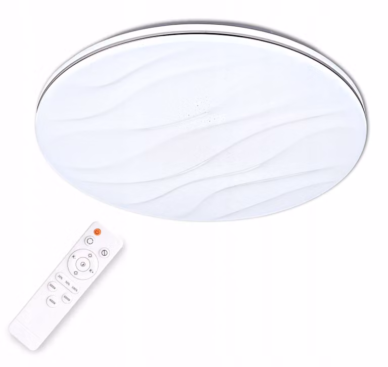 Plafoniera LED rotonda con telecomando DESERT, bianco cromato, 48 W, tonalità di bianco, 5200 lm, materiale plastico, dimensioni: 6,5 x 38 x 38 cm, IP20, Polux