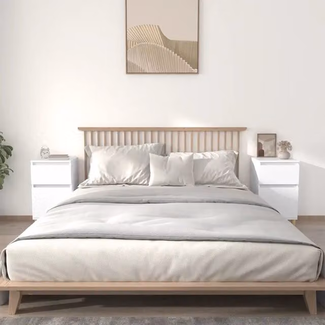 Set di 2 comodini sospesi vidaXL bianchi in legno stile moderno L/P/H: 40 x 35 x 70 cm