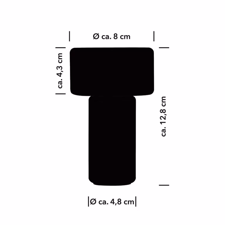 HELL Lampada da tavolo LED Tiny-B ricaricabile, nero, altezza 13 cm, IP54, USB Tiny-B, dimmerabile, Nero, Plastica, Giovanile