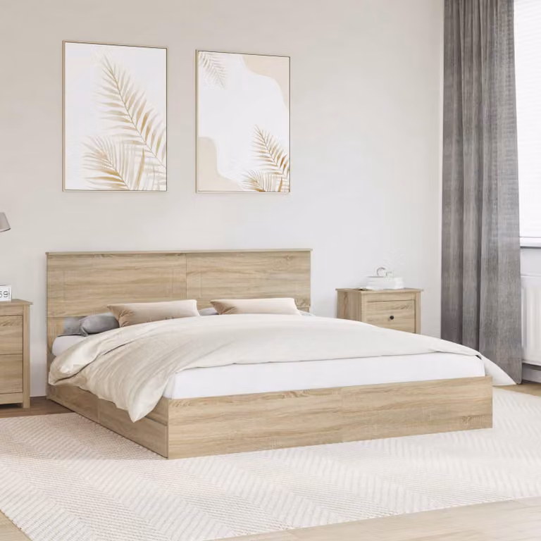 Letto con contenitore e cassetti vidaXL in legno Rovere Sonoma L/P: 180 x 200 cm