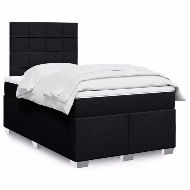 Letto Ibrido vidaXL con Giroletto a Molle e Materasso in Tessuto Nero e Bianco L/P/H: 120 x 190 x 150,5 cm