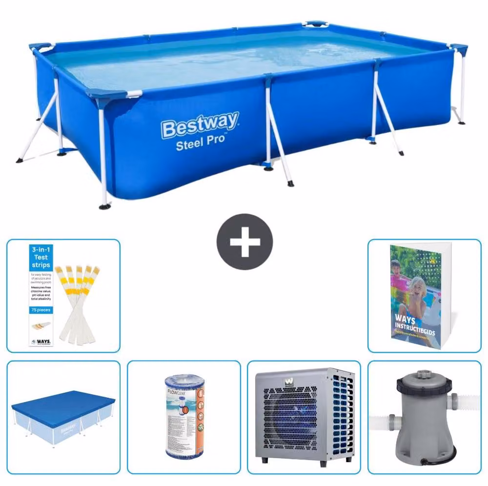 Bestway Steel Pro, piscina rettangolare - 300x201x66 cm - composta da 5 parti, modello S29