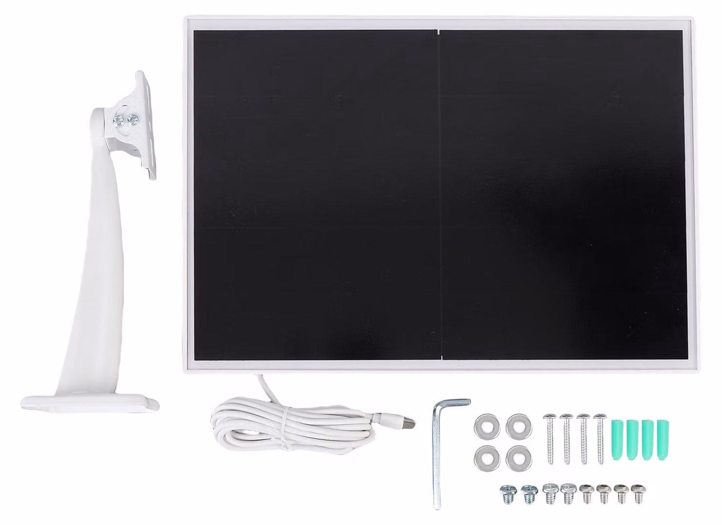 Pannello solare per telecamera di sorveglianza da 15 W, IP66, impermeabile, supporto a 90 gradi, caricatore con cavo da 3 m, compatibile con DC 5 V, 1,5 A, USB tipo C