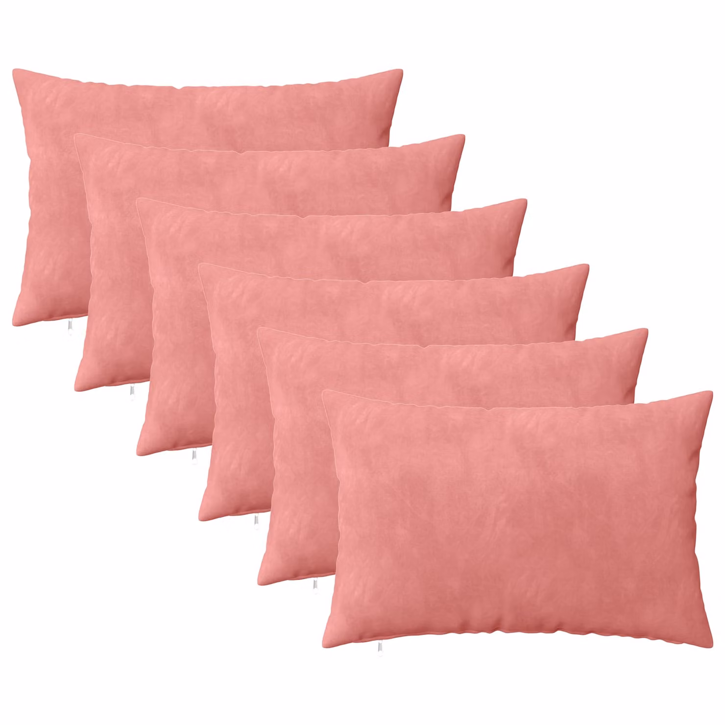 Set di 6 cuscini vidaXL HEERLEN in velluto rosa con fodera lavabile