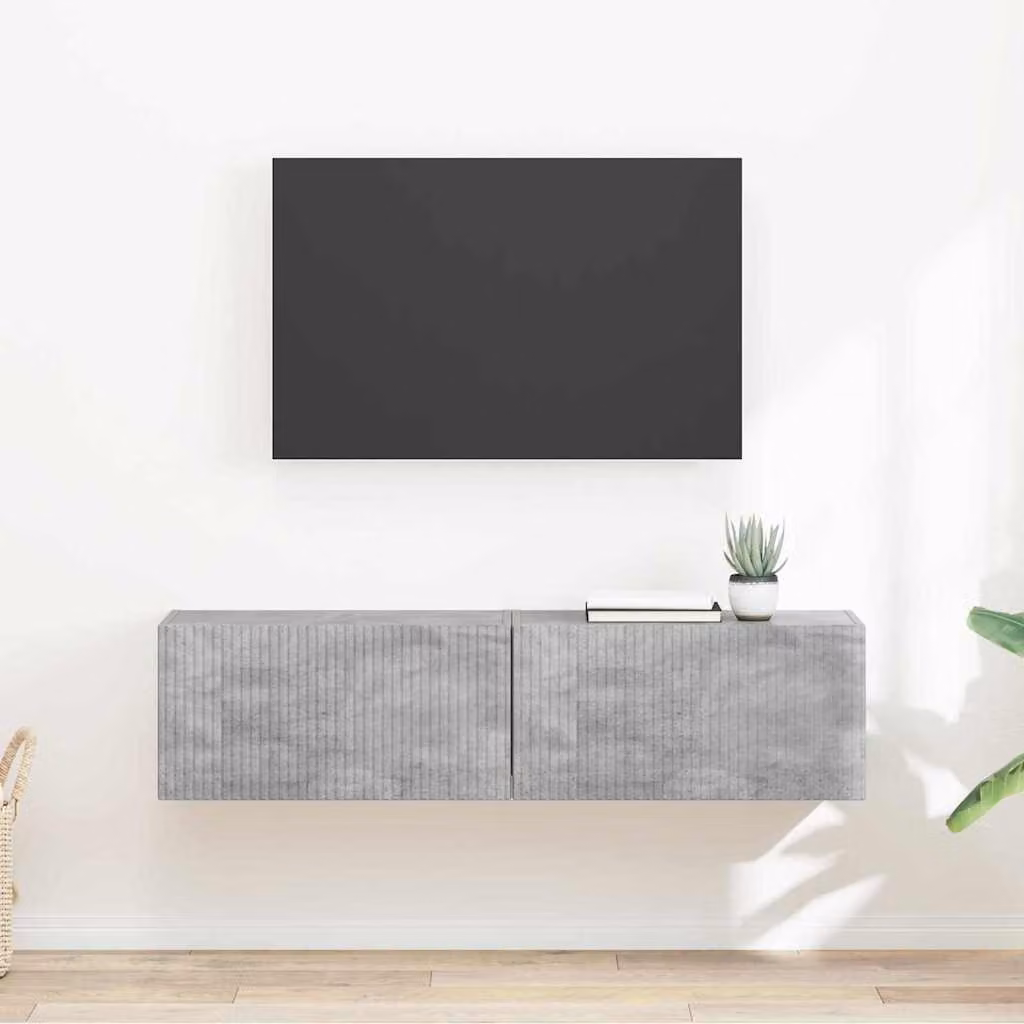 Set di 2 mobili TV da parete vidaXL in legno ingegnerizzato e MDF, colore grigio cemento, design moderno per il tuo soggiorno