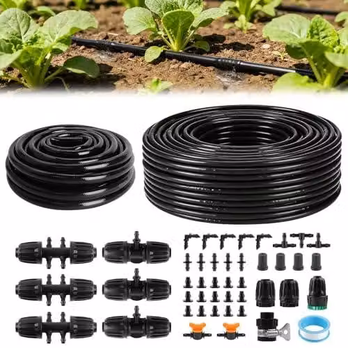Kit di irrigazione a goccia con tubo perimetrale - 55 metri - Sistema di irrigazione a goccia da 1/2 pollice