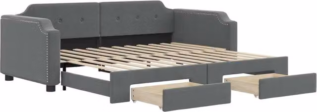 Divano letto | Sof¨¤ letto | Letto singolo Estraibile Cassetti Grigio Scuro 100x200cm Tessuto