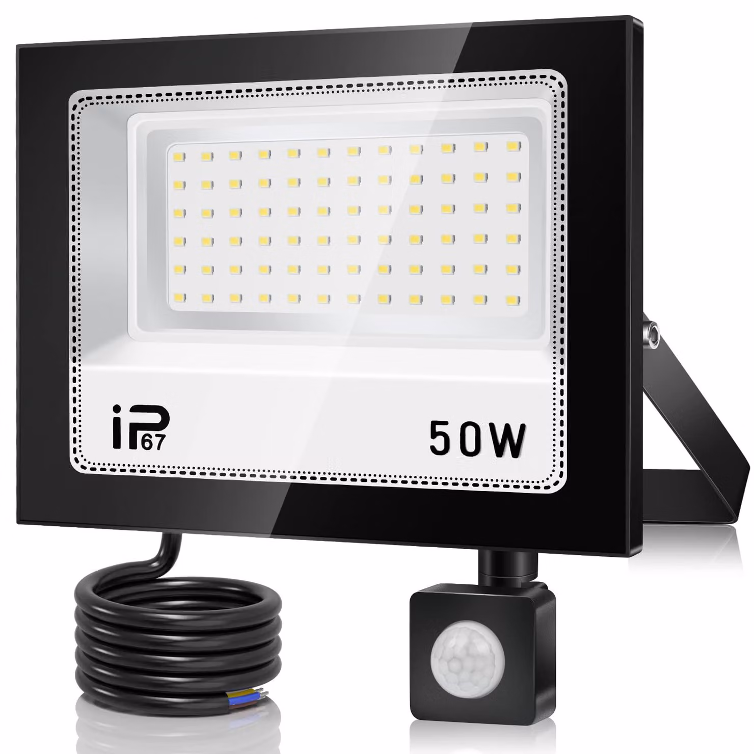 Faretto LED da 50W con sensore di movimento, 5000 lumen, grado di protezione IP67, realizzato in alluminio