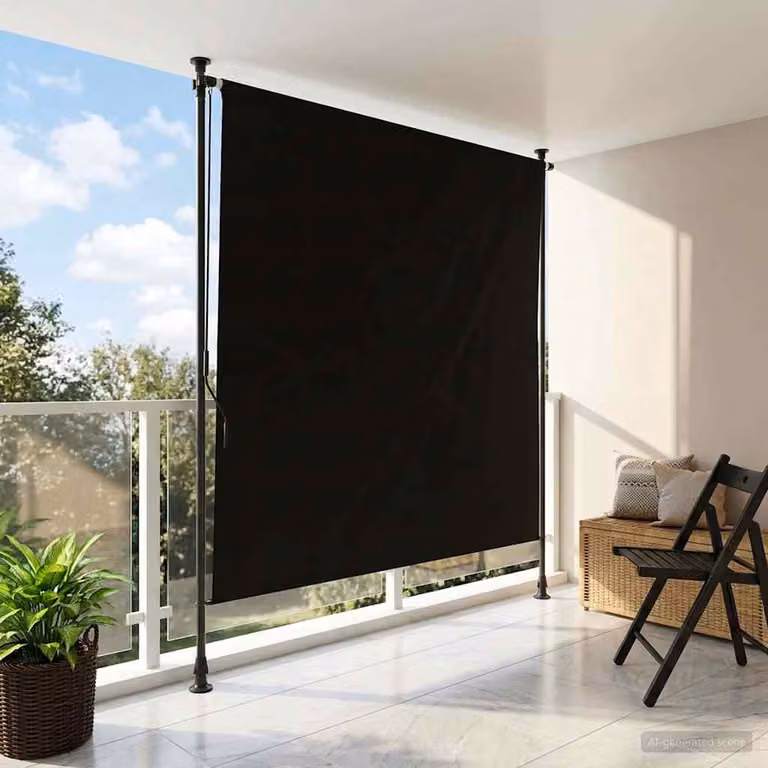 Tenda a rullo esterna vidaXL in alluminio e poliestere, colore nero, L: 120 cm x H: 270 cm
