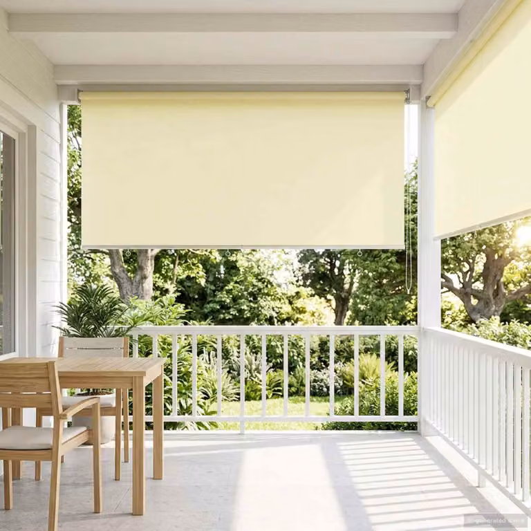 Tenda da sole a rullo vidaXL con protezione UV in poliestere, colore beige, L: 230 cm, H: 180 cm