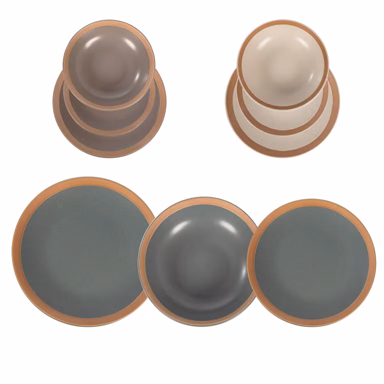 Servizio di piatti Domus GUSTO CASA in stoneware multicolore e grigio, 18 pezzi