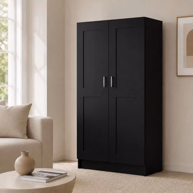 Black Bookshelf 82.5x30.5x150 Cm, Made Of Engineered Wood