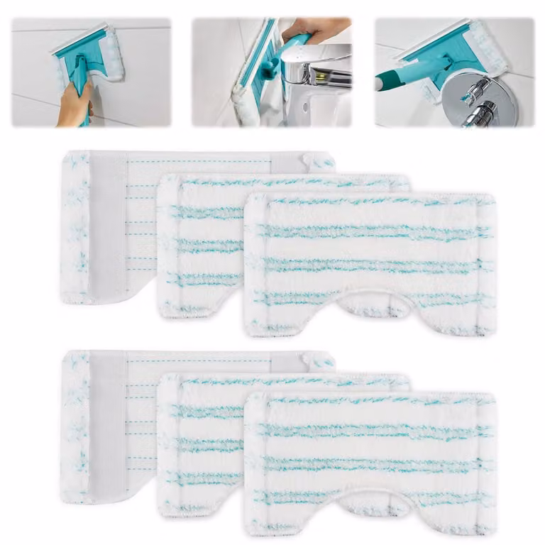 6 rivestimenti di ricambio da 20x12,5 cm per detergenti per il bagno, in microfibra, telescopici