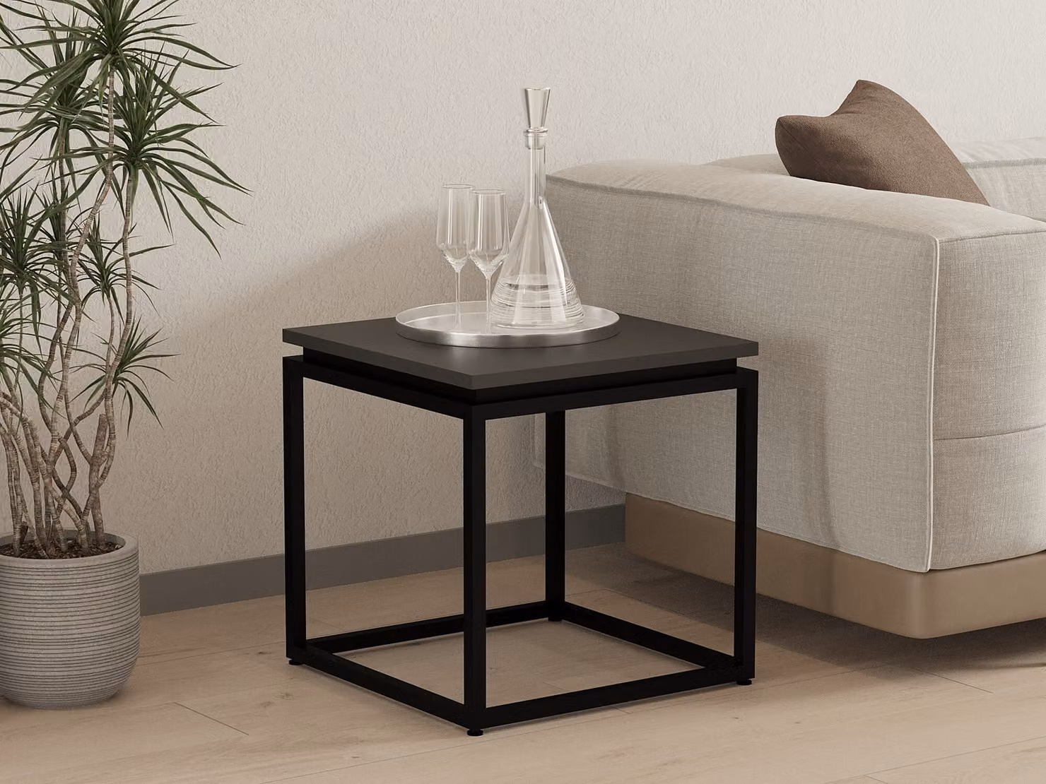 Skye Decor, Leylak - Nero, tavolino, nero, 100% pannelli truciolari rivestiti in melamina, 45 x 45 x 45,5 cm