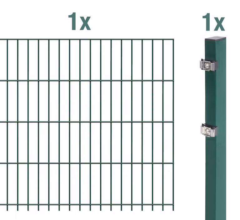 Alberts 641405 Staccionata doppia come set completo di recinzione, plastificata, verde, altezza 103 cm, lunghezza 2,5 m