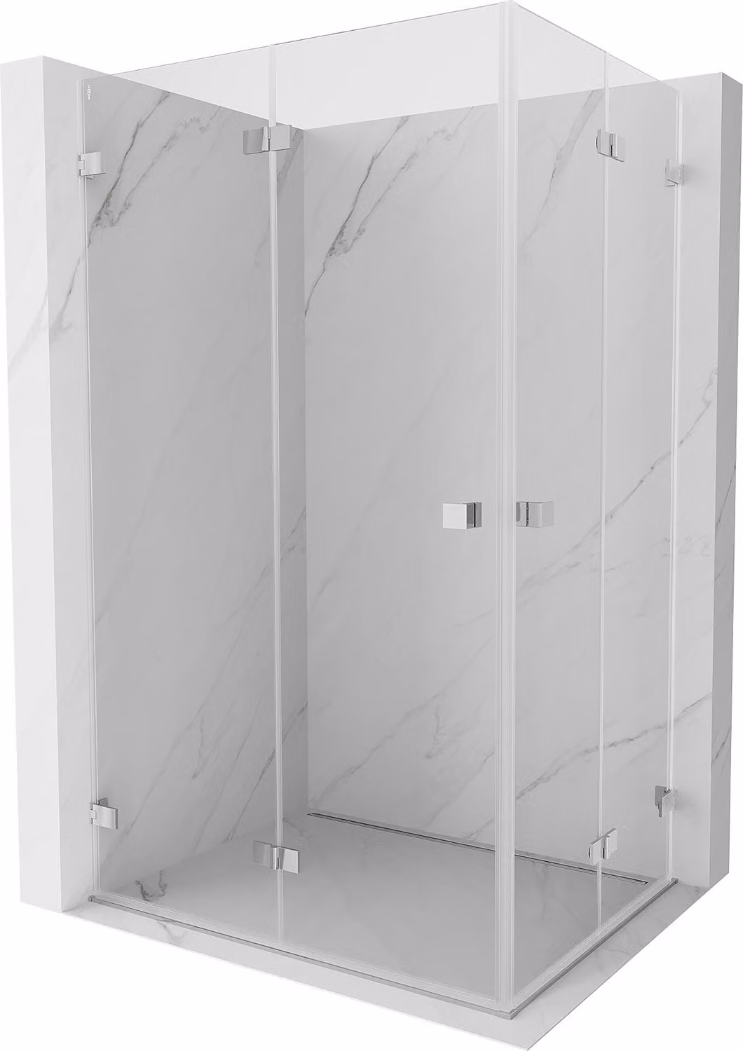 Mexen Lunar-F Duo cabina doccia pieghevole 90 x 70 cm, trasparente, cromo - 836-090L-070P-01-00