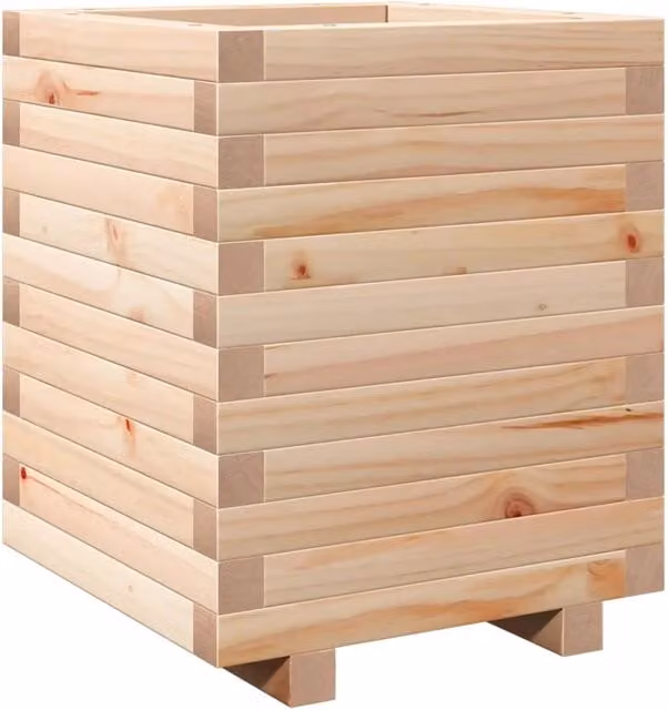Fioriera rialzata in legno di pino massiccio marrone e beige per giardino e patio L/P/H: 40 x 40 x 49,5 cm