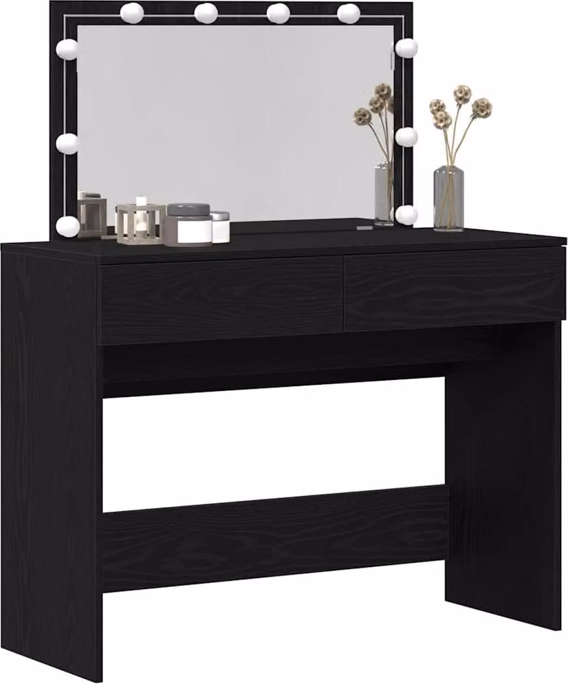 Tavolo da Trucco con cassetto Rovere Nero 100 x 40 x 120 cm