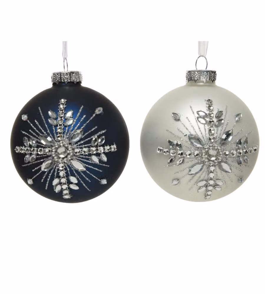 Sfera decorazione fiocco neve bianco-blu