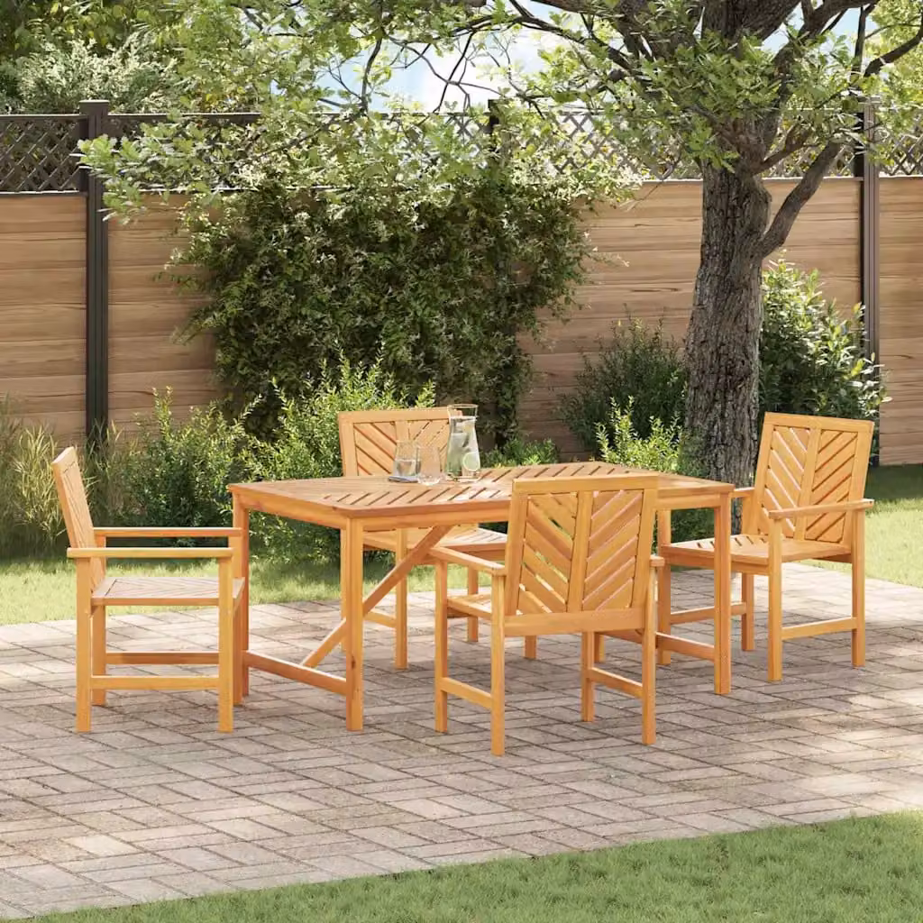 vidaXL Set da Pranzo per Giardino e Terrazzo in Legno di Acacia Marrone, 5 Pezzi