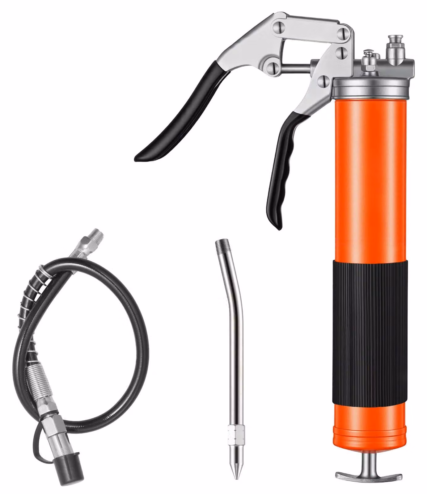 SucceBuy: pompa per grasso ad alta pressione, 551 bar, lubrificatore con impugnatura a pistola e capacità di 0,4 L, azionamento con una sola mano, completo di tubo flessibile da 45,7 cm, prolunga e ugello a punta per la manutenzione di veicoli e imbarcazi