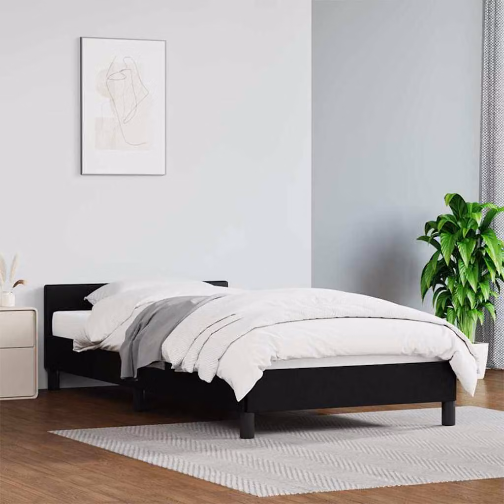 vidaXL Giroletto con Testiera Imbottito Nero L: 90 cm, P: 190 cm