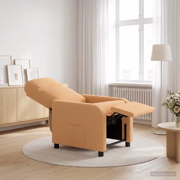 vidaXL Poltrona reclinabile moderna in tessuto bouclé beige con braccioli