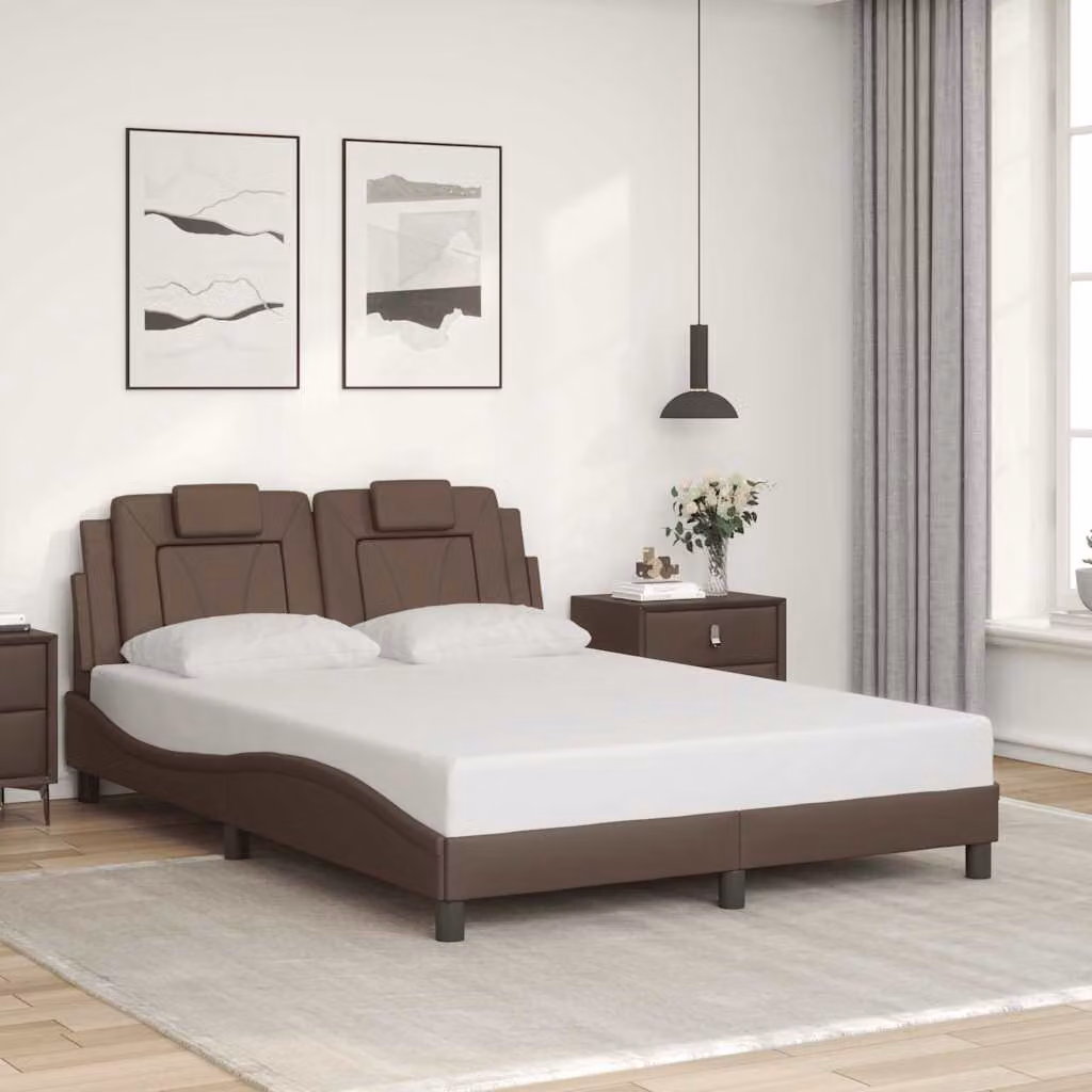 vidaXL Giroletto Viana senza Materasso in Similpelle Marrone L/P/H: 200 x 120 x 74,5 cm – 1