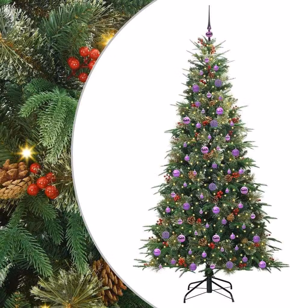 Albero di Natale Artificiale con Rami Pieghevoli Verde 210 cm