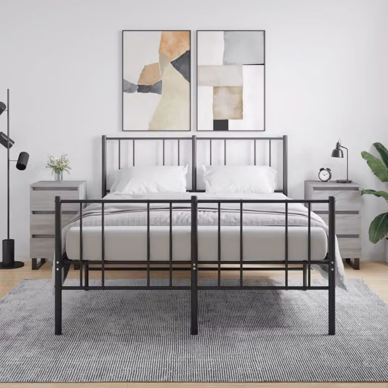 Set di 2 comodini moderni vidaXL in legno e metallo, colore grigio, L 40 cm x P 35 cm x H 69 cm