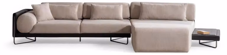 Divano angolare moderno beige, design lussuoso, imbottitura di alta qualità, ideale per il soggiorno
