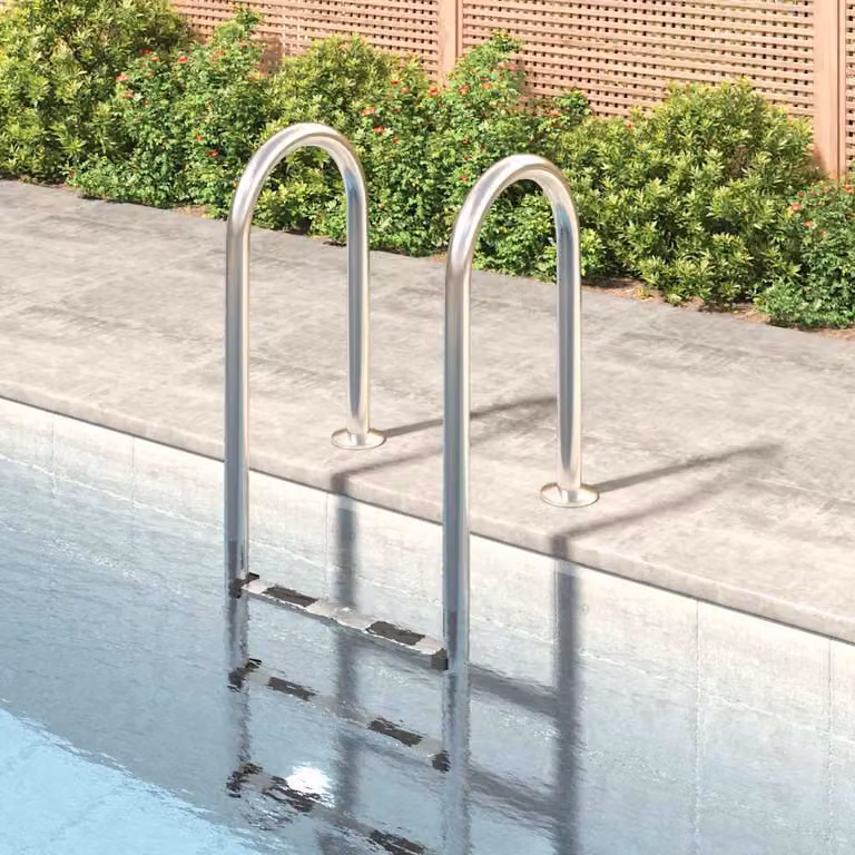 vidaXL Scala per Piscina in Acciaio Inox 304 e Plastica, Colore Argento, L/P/H: 54 x 38 x 158 cm