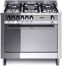 Cucina freestanding a gas Lofra MG96GV-C con 5 fuochi e forno ventilato da 94 L, Classe A, Inox, L: 90 cm, P: 60 cm, H: 90,5 cm