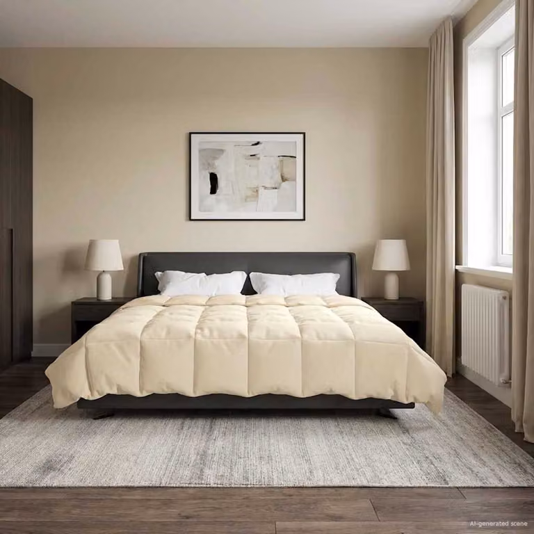 Piumino Estivo vidaXL in Microfibra Traspirante e Reversibile, Beige, L 240 x P 260 cm