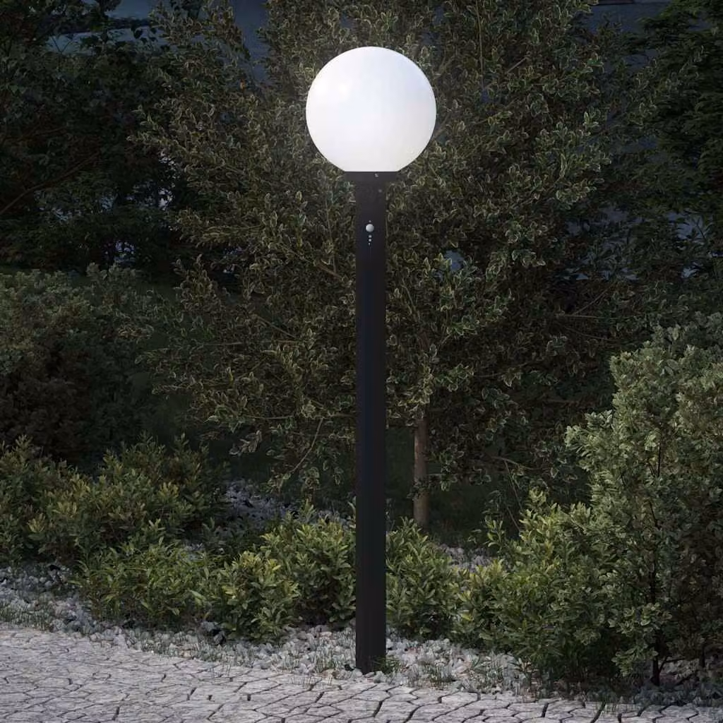 Lampada a paletto da giardino vidaXL con sensore di movimento, colore nero, IP44, Altezza: 120 cm