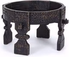 Tavolino rotondo Bizzotto YASIR nero con piano in legno e finitura opaca