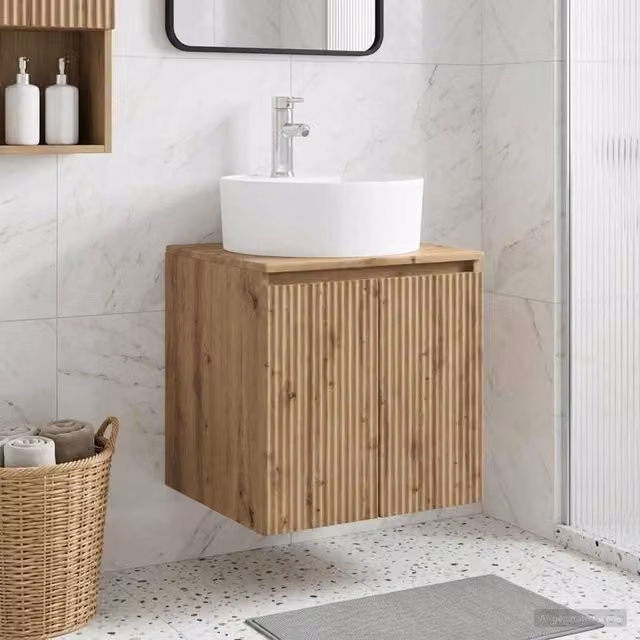 Mobile Lavabo da Parete Moderno vidaXL in Legno Rovere Marrone L: 49,5 cm, P: 44,5 cm, H: 65 cm