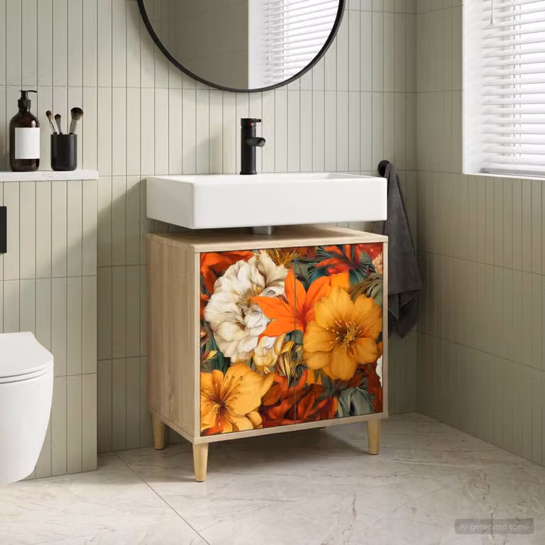 Mobile da bagno moderno vidaXL GENNEP Sonoma in legno e MDF, multicolore, L: 60 cm, P: 40 cm, H: 60 cm