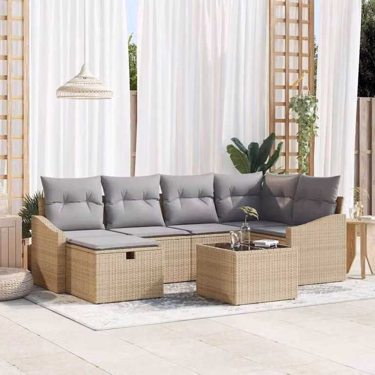 Maison Exclusive - Set di divani da salotto, 7 pezzi, in rattan sintetico