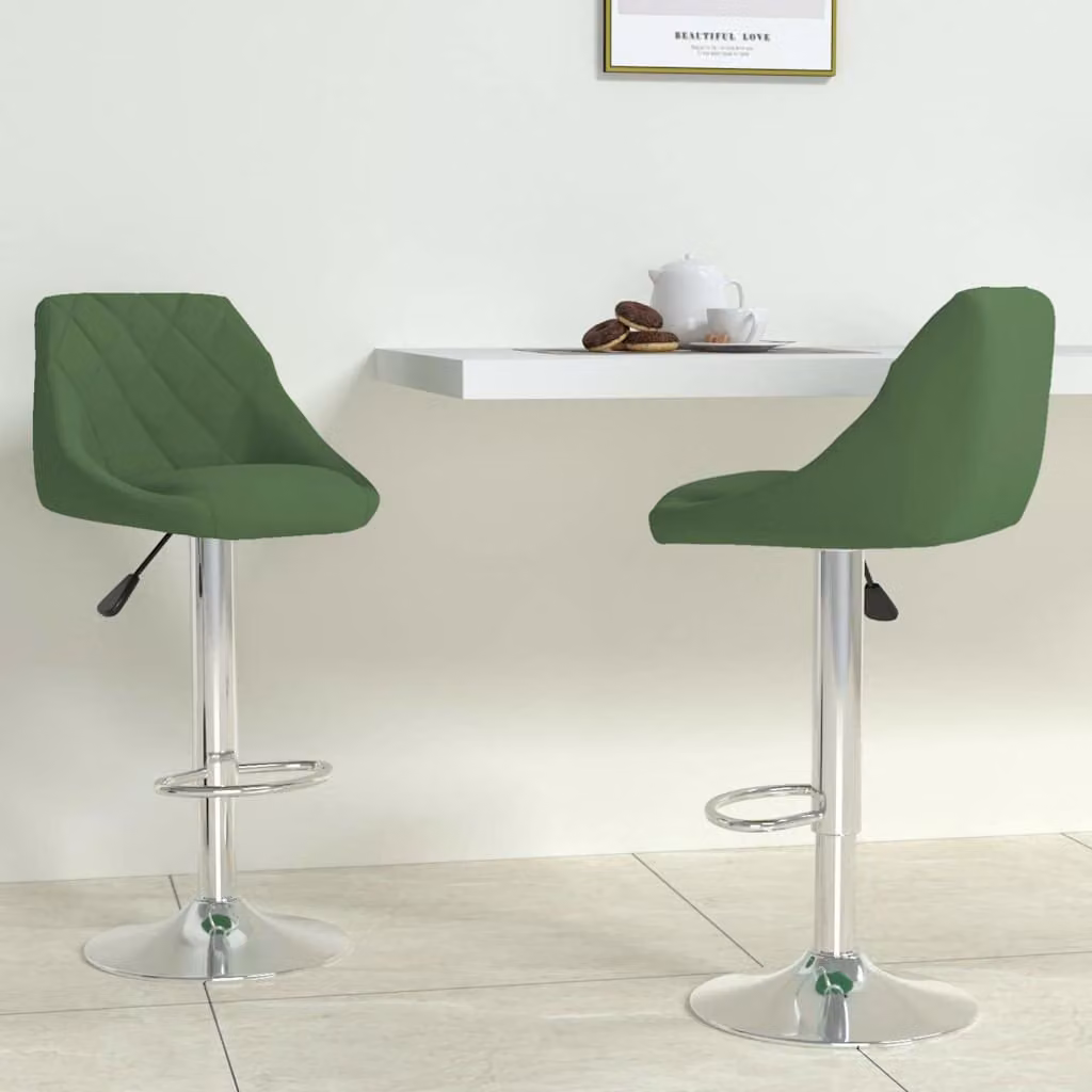 Set di 2 sgabelli da bar vidaXL in velluto verde scuro con seduta girevole a 360 gradi