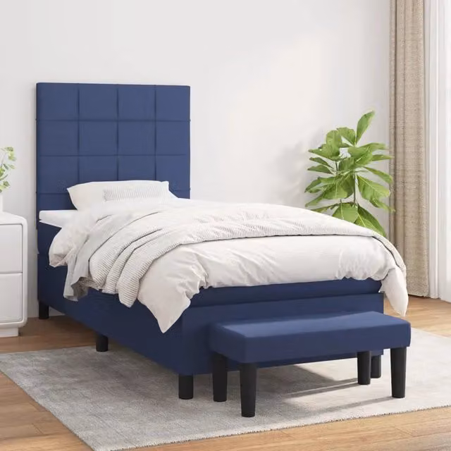 Letto Ibrido con Giroletto a Molle e Materasso vidaXL, Blu e Bianco, L/P/H: 100 x 200 x 203 cm