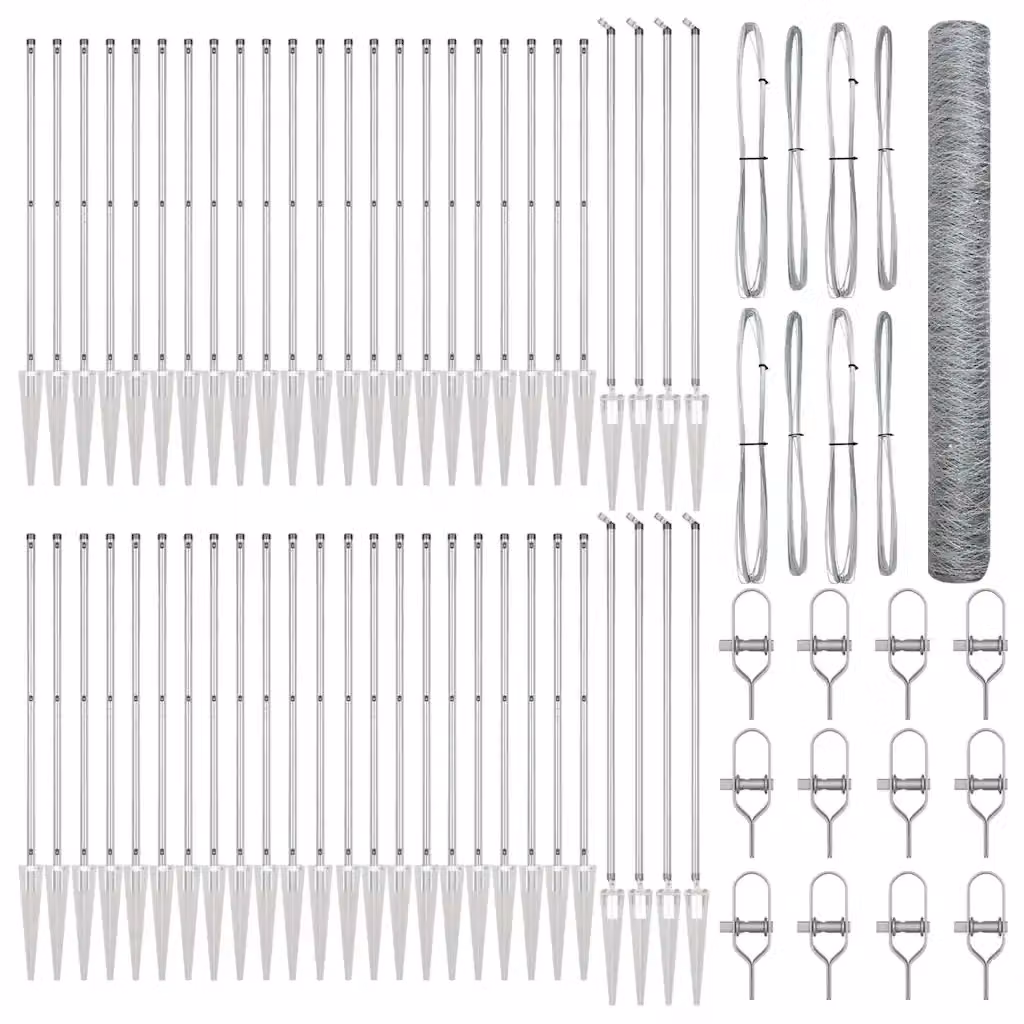 Recinzione esagonale con palo vidaXL in acciaio zincato argento, L: 100 cm, H: 120 cm – 2