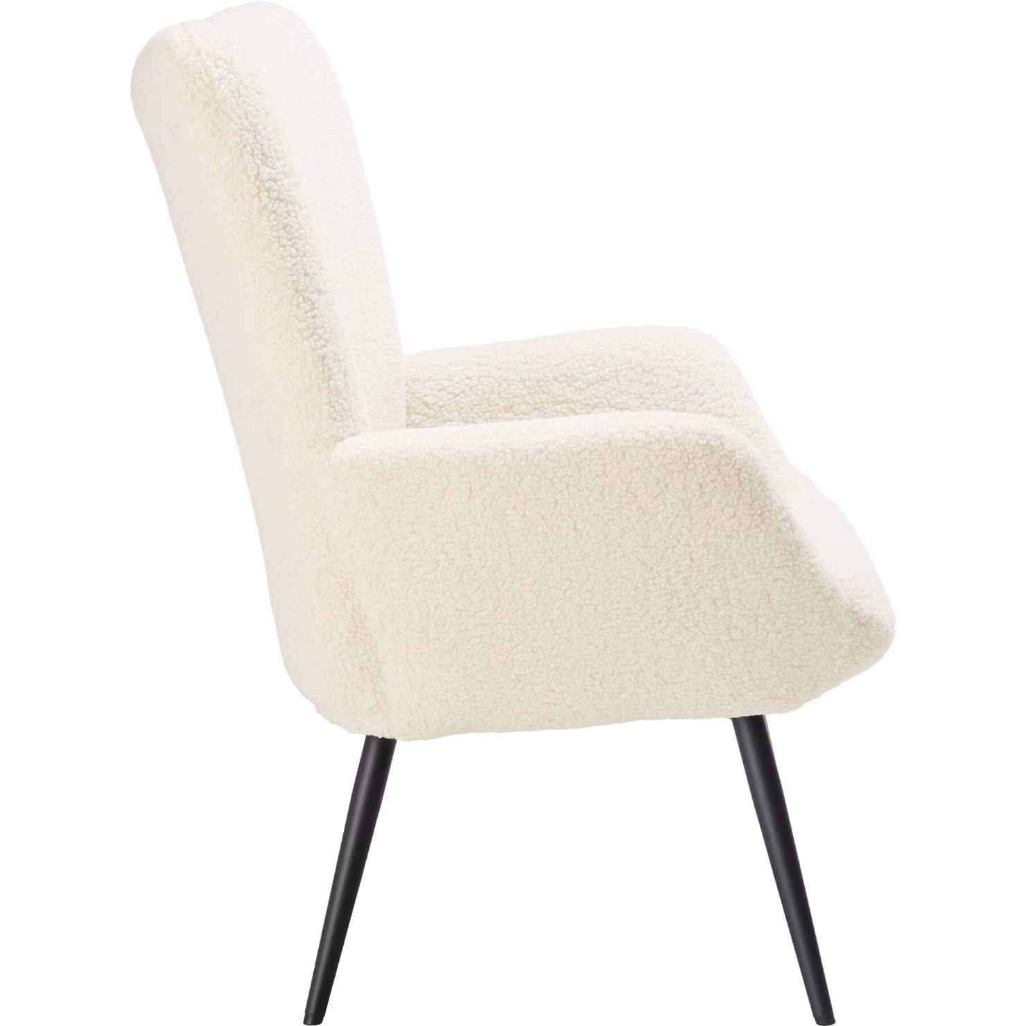Poltrona scandinava Tectake in bouclé bianco e nero con braccioli per soggiorno L: 100,5 cm, P: 72 cm, H: 76 cm – 4