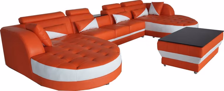 Leder Eck Sofa Eck Wohnlandschaft Garnitur Design Modern Couch Sofas U-Form G8018